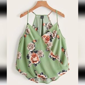 🛍️5/$20🛍️ Shein Emery Rose Floral Print High Low Hem Cami Top Large Green